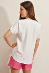 Kadın Beyaz Oversize Fırfırlı V Yaka Örme Bluz HZL23S-BD104581