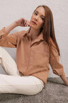 Kadın Bisküvi Tek Cepli Dökümlü Ayrobin Gömlek HZL23S-BD1201531