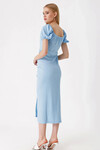 Kadın Buz Mavi  Yırtmaçlı Yazlık Örme Elbise HZL23S-BD123961