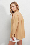 Kadın Camel Oversize Uzun Basic Gömlek  HZL22W-BD139001