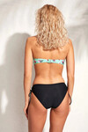 Kadın Fıstık Yeşili Siyah Straplez Kaplı Desenli Bikini Takım HZL23S-PC12076101