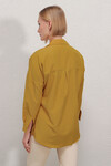 Kadın Hardal Oversize Uzun Basic Gömlek  HZL22W-BD139001