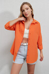 Kadın Oranj Oversize Uzun Basic Gömlek HZL22W-BD139001