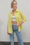 Kadın Sarı Oversize Uzun Basic Gömlek Hzl22w-bd139001