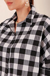 Kadın Siyah Beyaz Ekose Gömlek HZL22W-BD1201451