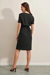 Kadın Siyah Elastik Bel Düğme Detaylı Rahat Örme Elbise HZL22S-BD123751