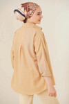 Kadın Tesettür Camel Geniş Kalıp Uzun Basic Gömlek HZL24W-BD139001