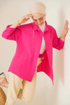 Kadın Tesettür Koyu Pembe Geniş Kalıp Uzun Basic Gömlek HZL24W-BD139001