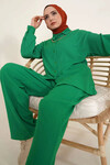 Kadın Tesettür Koyu Yeşil Geniş Kalıp Alt-Üst İkili Örme Takım HZL24W-BD158581