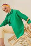 Kadın Tesettür Koyu Yeşil Geniş Kalıp Uzun Basic Gömlek HZL24W-BD139001