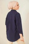 Kadın Tesettür Lacivert Geniş Kalıp Uzun Basic Gömlek HZL24W-BD139001