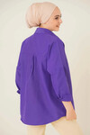 Kadın Tesettür Mor Geniş Kalıp Uzun Basic Gömlek HZL24W-BD139001
