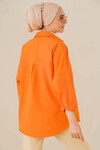 Kadın Tesettür Oranj Geniş Kalıp Uzun Basic Gömlek HZL24W-BD139001