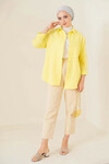 Kadın Tesettür Sarı Geniş Kalıp Uzun Basic Gömlek HZL24W-BD139001