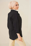 Kadın Tesettür Siyah Geniş Kalıp Uzun Basic Gömlek HZL24W-BD139001