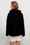Kadın Welsoft esnek kumaş Siyah Peluş Yumoş Önü Fermuarlı Kapüşonlu Ceket HZL23W-DSB110081