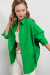 Kadın Yeşil  Yandan Yırtmaçlı  Ip Büzgülü  Gömlek HZL23W-BD1201321